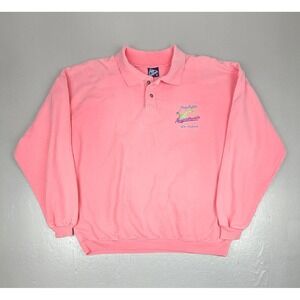 Vintage‎ Jimmy Buffett Margaritaville Polo Sweater Mens XL Pink New Orleans